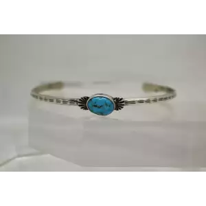 J.BEGAY .925 Sterling Silver NATIVE AMERICAN TURQUOISE CUFF bracelet 7