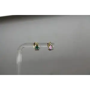 Signed ZZ 14k Y.G. Pear Cut IRIDIZED CZ TEARDROP STUD earrings