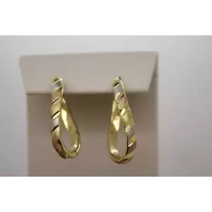 MILOR 18k Y.W.R. Tri-Color RIBBED TWIST DESIGN hoop earrings
