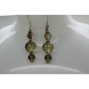 .925 S.S. SMOKY TOPAZ BEADED DROP DANGLE earrings
