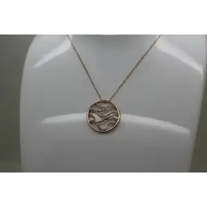 JWBR 10k R.G. PAVE DIAMOND OPENWORK CIRCLE pendant necklace 18