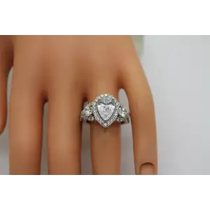 Signed SJD .925 S.S. Pear Cut CZ HALO COCKTAIL ring size 9.75