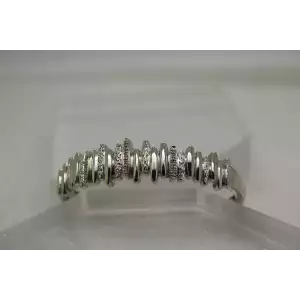 Signed MRB .925 S.S. DIAMOND ABSTRACT Hinged Bangle Bracelet