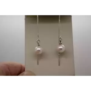 .925 S.S. 8mm GENUINE CULTURED PINK PEARL THREADER earrings