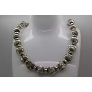 Vtg. .925 S.S. SOUTHWESTERN 12mm CORRUGATED BEAD necklace 24
