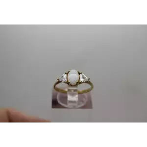 ROSS SIMONS 10k Yellow Gold OPAL & WHITE STONE ring size 7