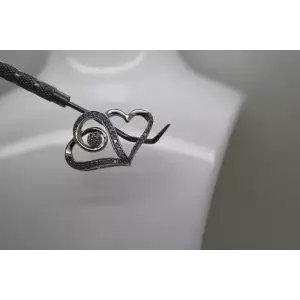 Signed CJ .925 S.S. DIAMOND HEART TO HEART DOUBLE HEART Pendant