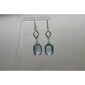 Signed .925 S.S. LIGHT BLUE COLOR STONE DANGLE earrings