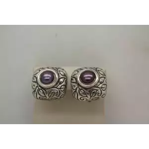 SSD SIMON SEBBAG .925 S.S. PURPLE PEARL VINING LEAF DESIGN clip on