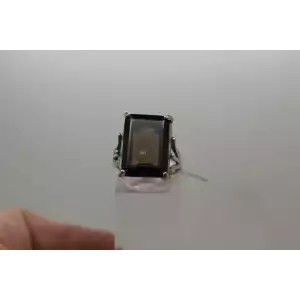 SETA .925 sterling silver  Emerald Cut SMOKY TOPAZ ring size 8
