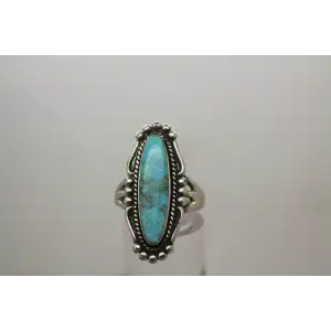 NAVAJO .925 S.S. TURQUOISE FULL FINGER ring size 8.25