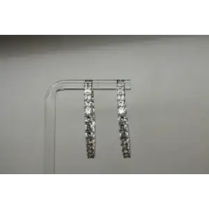 Signed .925 S.S. INSIDE OUT SPARKLING CZ MEDIUM HOOP earrings