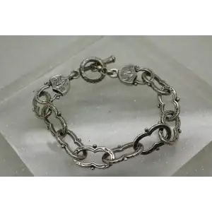 KONSTANTINO .925 S.S. ETCHED FILIGREE LINK GARNET TOGGLE #