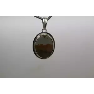 Signed CL .925 Sterling Silver PICTURE JASPER OVAL pendant