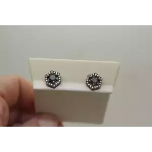 OXIDIZED 10k White Gold .66ctw BLACK DIAMOND .36ctw WHITE DIAMOND