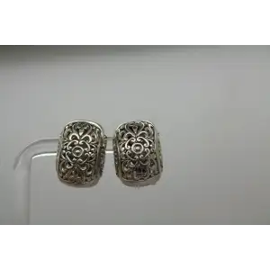 SARDA .925 S.S. RECTANGLE FILIGREE OMEGA BACK earrings #