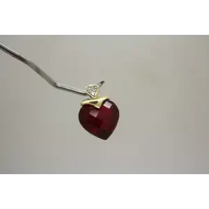 ALWAND VAHAN 10k Y.G. Heart Cut RUBY & DIAMOND HEART pendant