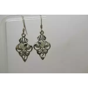 .925 Sterling Silver FILIGREE CLADDAGH DANGLE earrings