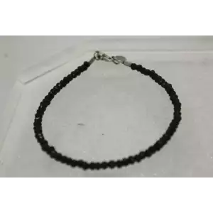 .925 Sterling Silver BLACK ONYX FACETED BEADED bracelet 7 1/2