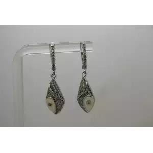 SAM & CO .925 S.S. CZ & ENAMEL MODERNIST DESIGN DANGLE earrings