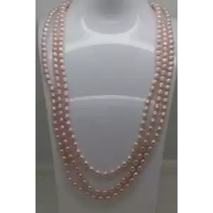 VTG .925 Sterling Silver CULTURED FRESHWATER PINK PEARL 3 STRAND 19