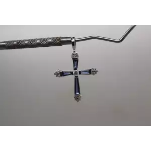 .925 S.S. DARK BLUE & CLEAR CZ CROSS pendant