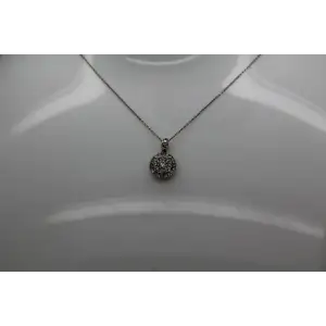 14k White Gold .20ctw DIAMOND ILLUSION HALO pendant necklace #