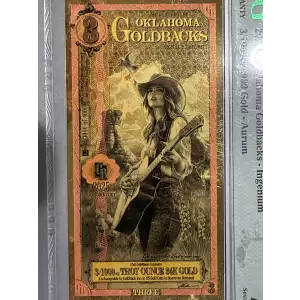 3 Oklahoma Goldback 3/1000th oz Aurum Gold Note (24k) PMG 70  (3)