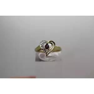 10k Yellow Gold RED TOPAZ & DIAMOND accent ring size 7