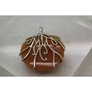 .925 S.S. VINE DESIGN WRAPPED CARNELIAN Large Pendant