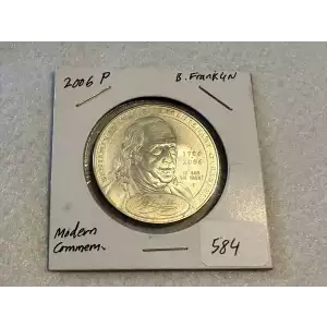 2006 P Benjamin Franklin Founding Father Commemorative $1 Dollar 90% Silver Coin (2)
