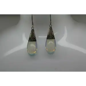 Vtg. .925 S.S. OPALITE TEARDROP DESIGN DANGLE earrings