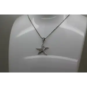 ITALY .925 S.S. WHITE CRYSTALS STARFISH pendant necklace 18