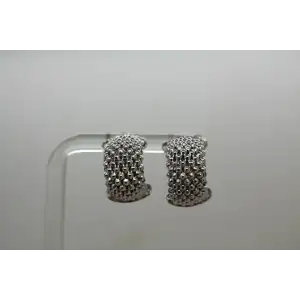 ITALY .925 S.S. POPCORN MESH DESIGN OMEGA BACK HUGGIES