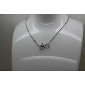 Signed .925 S.S. HEART OPAL INFINITY PENDANT necklace 17