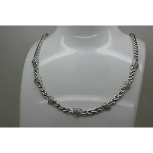 Designer OTC .925 S.S. DIAMOND acc. HEART STATION necklace 27g