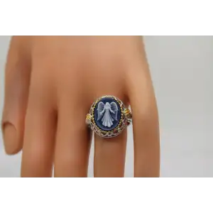 CONCORDE COLLECTION .925 14k GUARDIAN ANGEL CAMEO ring size 9