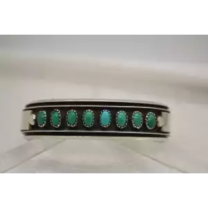 MJ MARCELLA JAMES NAVAJO .925 S.S. TURQUOISE SHADOWBOX cuff