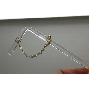 14k Y.G.  .95ctw MOISSANITE EAR CUFF w/ CHAIN & STUD earring set