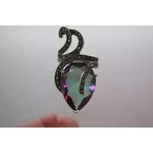 KANISHKA .925 S.S. SWAROVSKI MARCASITE & TREATED MYSTIC STONE size 8