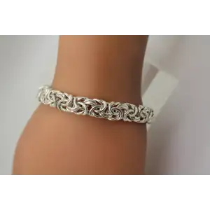 Signed LIRM ITALY .925 S.S. FLATTENED BYZANTINE LINK bracelet 7