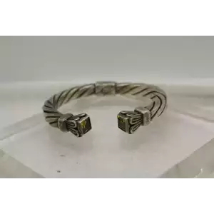 DESIGNER .925 S.S. JEWELED thick chunky ROPE DESIGN HINGED CUFF