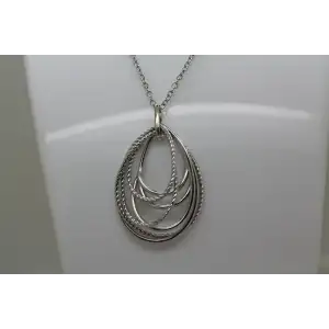 GABRIEL & CO. 925 S.S. MULTI ROW OF ROPE TEARDROP necklacle 24