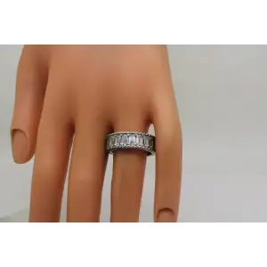 JUDITH RIPKA .925 S.S. BAGUETTE DQ CZ 7.8mm BAND ring size 8.75