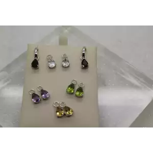 Signed STS .925 S.S. MULTI GEMSTONE INTERCHANGEABLE HALF HOOPS