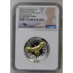 2024 P125 Wedge-Tailed Eagle - FDI 10th Anniv.-Gilt High Rel ULTRA CAMEO (2)