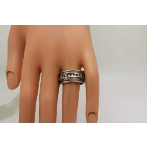 ITALY QG .925 S.S. CZ ROPE DESIGN 11mm WIDE BAND ring size 9.25