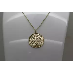Sigend DP Gold Over .925 Sterling Silver FILIGREE MEDALLION pendant necklace 24