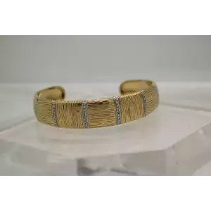 ROSS SIMONS gold over .925 Sterling Silver DIAMOND CHIP ACCENT cuff 7