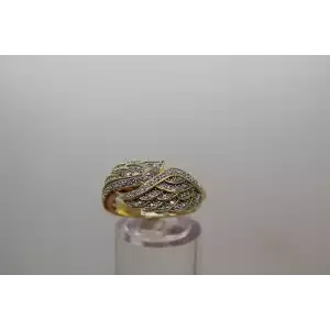 Sig. EA Vermeil .925 S.S. .33ctw PAVE DIAMOND ANGEL WINGS ring size 8